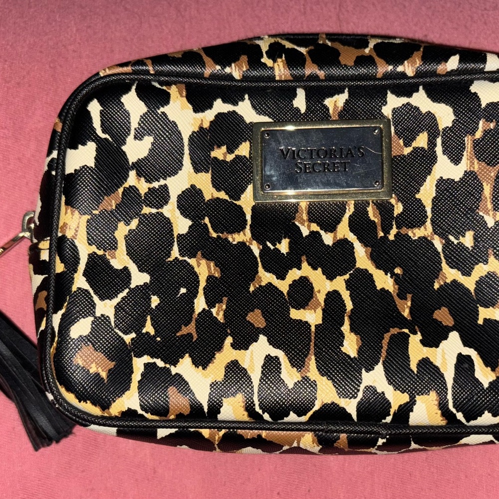 Victoria's Secret Brown and Black Cosmetic Bag Leopard Print